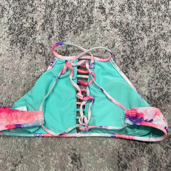 Catalina Women's Pink Blue Halter Bikini Swimsuit Set Tie Dye Full Coverage Sz M - Picture 4 of 5